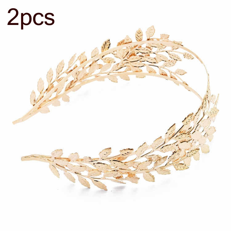 2pcs Metallic Leaves Branch Crown Hair Band Wedding Tiara Hair Accessories
