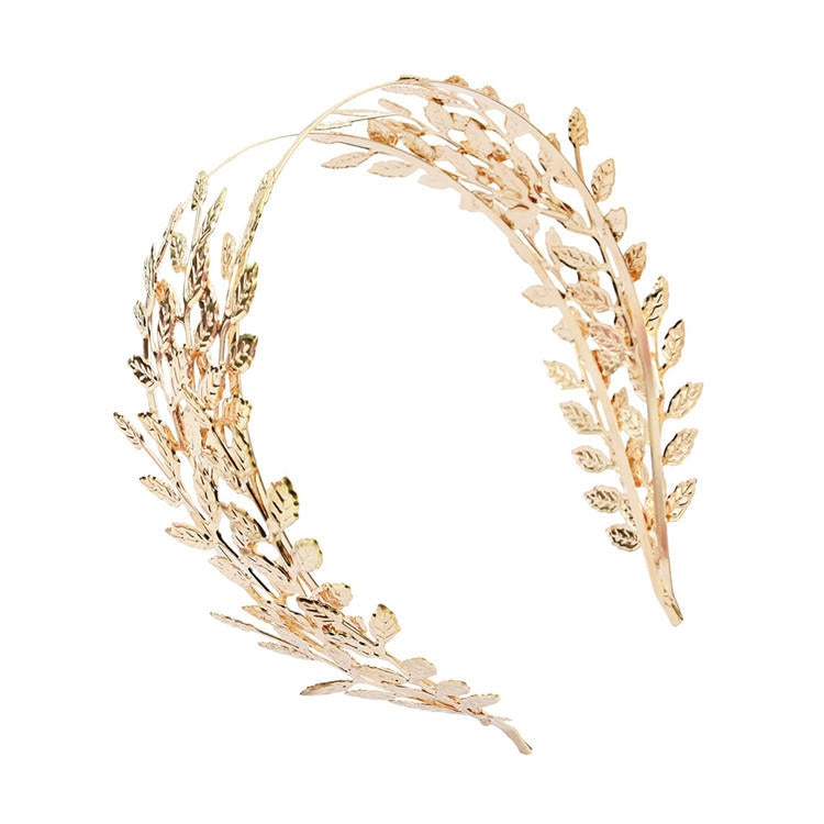2pcs Metallic Leaves Branch Crown Hair Band Wedding Tiara Hair Accessories