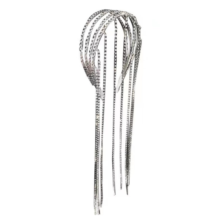 Four -row  Rhinestone Chain Hair Band Female Braided Tassel Headdress