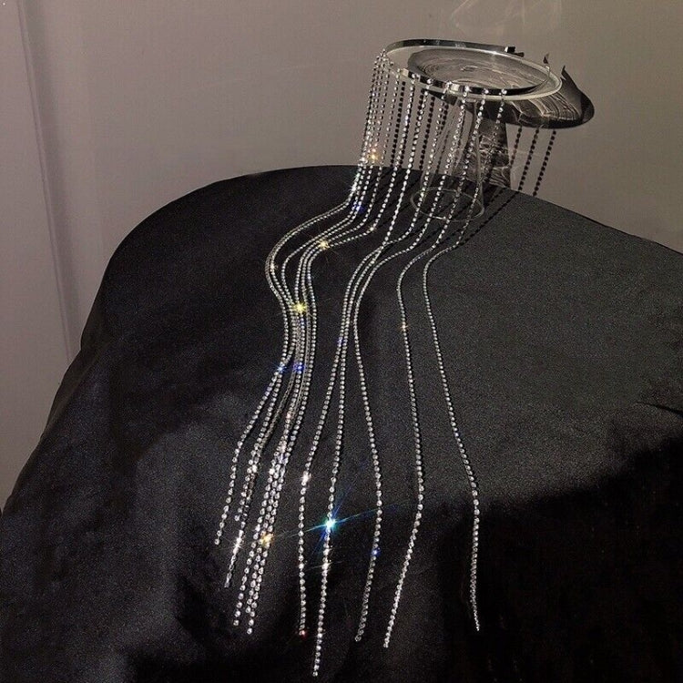 Four -row  Rhinestone Chain Hair Band Female Braided Tassel Headdress