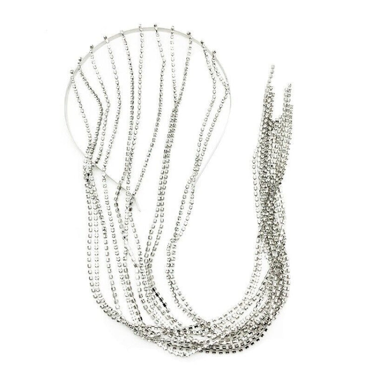 Single -row  Rhinestone Chain Hair Band Female Braided Tassel Headdress