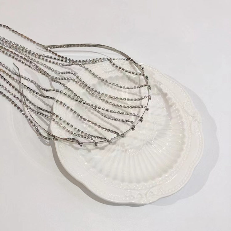 Single -row  Rhinestone Chain Hair Band Female Braided Tassel Headdress