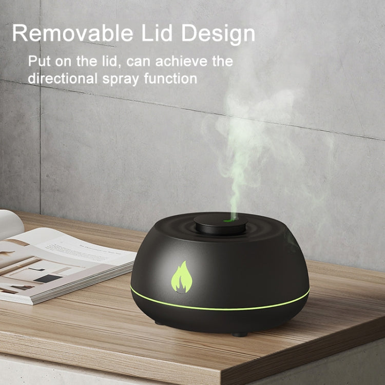 DQ707 130ml Simulation Flame Aromatherapy Machine Seven-color Ambient Light Humidifier  Black