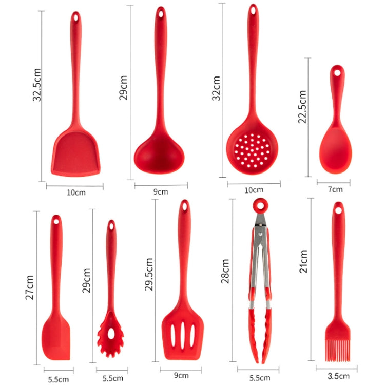 2pcs Non-stick High Temperature Resistant Silicone Cookware, Style: Leak Shovel(Red)