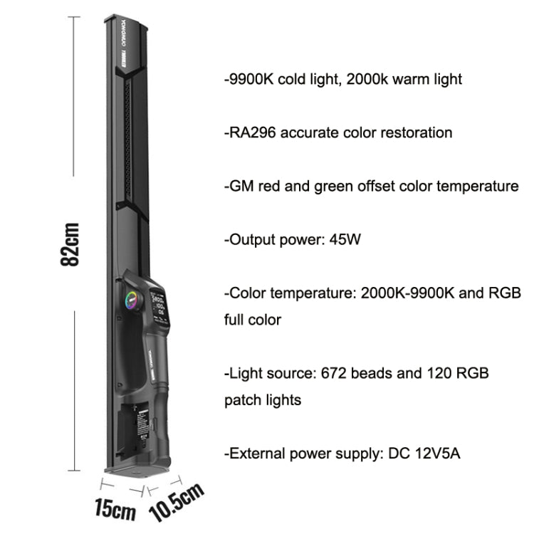 YONGNUO YN660 RGB Standard Version+Power Adapter Colorful Stick Light Hand Holds LED Photography Fill Lights