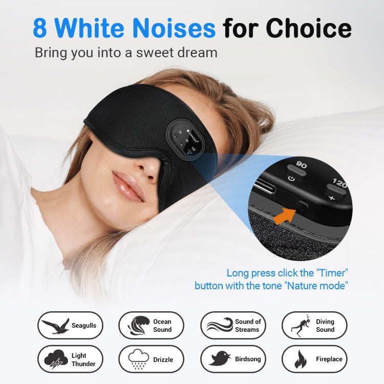 White Noise Bluetooth5.2 3D Eye Mask Wireless Music Sleep Headphones With Timing Function(Black)