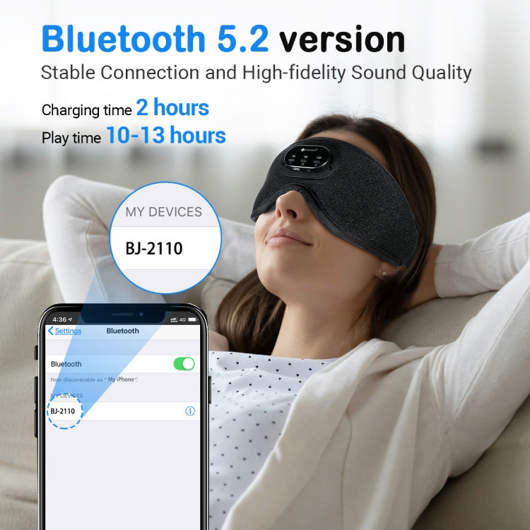 White Noise Bluetooth5.2 3D Eye Mask Wireless Music Sleep Headphones With Timing Function(Black)