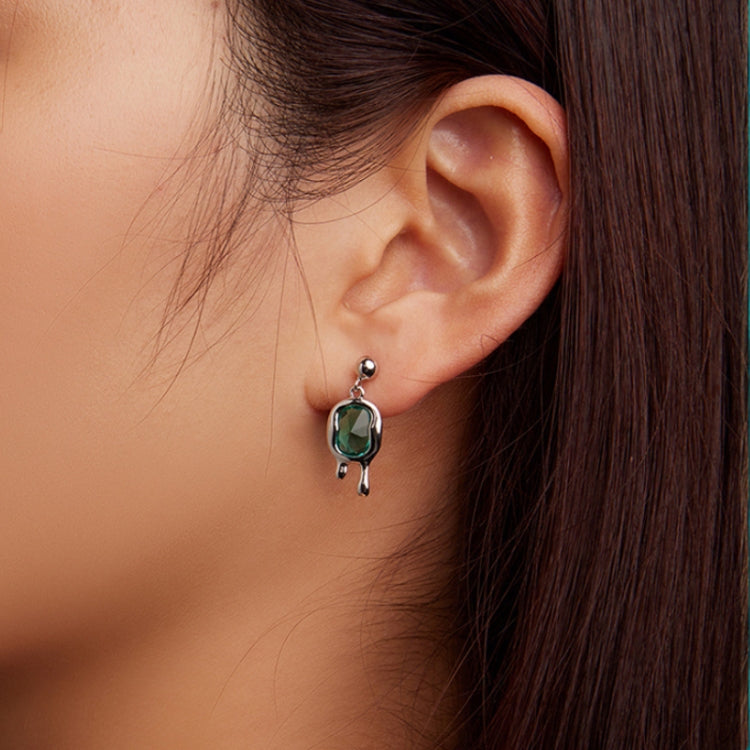 BSE735 Sterling Silver S925 Synthetic Paraiba Stud White Gold Plated Earrings