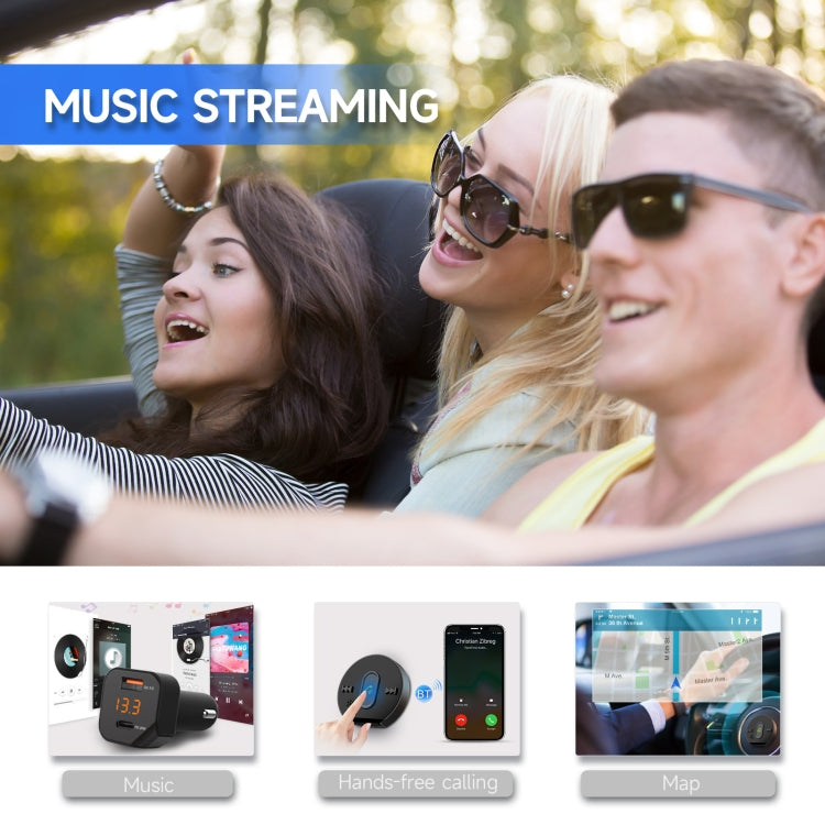 C23 With Remote Control Car Bluetooth Sitrobed Wireless Microphone QC Charger(Black)
