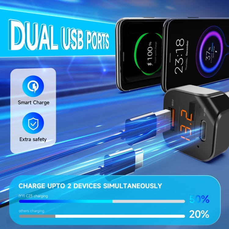 C23 With Remote Control Car Bluetooth Sitrobed Wireless Microphone QC Charger(Black)