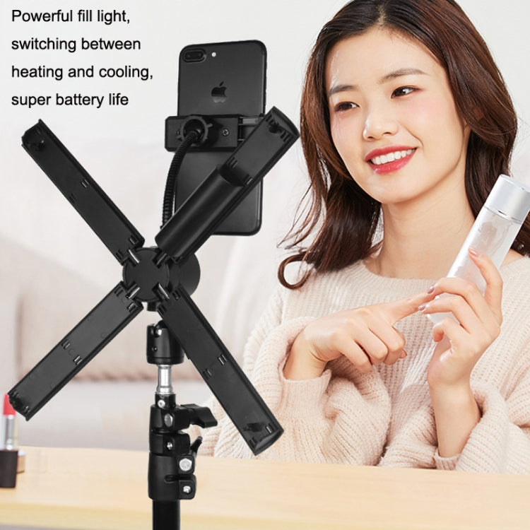 Mobile Phone Portable Beauty Live Four Tube Folding Fill Light, Style: Wire Control Model