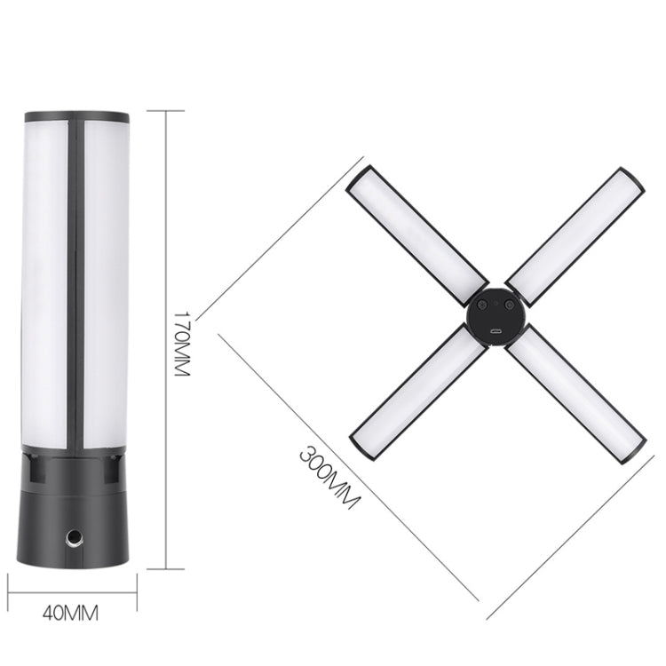 Mobile Phone Portable Beauty Live Four Tube Folding Fill Light, Style: Charging Model