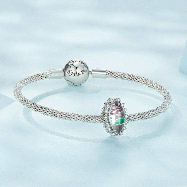SCC2416 Sterling Silver S925 Rose Engraved Zirconia Bracelet Beads