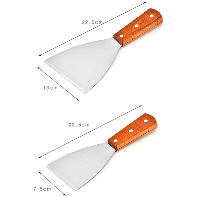2pcs Stainless Steel Pizza and Steak Shovel Wooden Handle Slanted Shovel Kitchen Tool, Size: S
