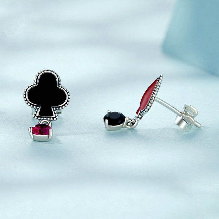 SCE1525 Sterling Silver S925 Plum Red Peach Poker Zirconia Earrings