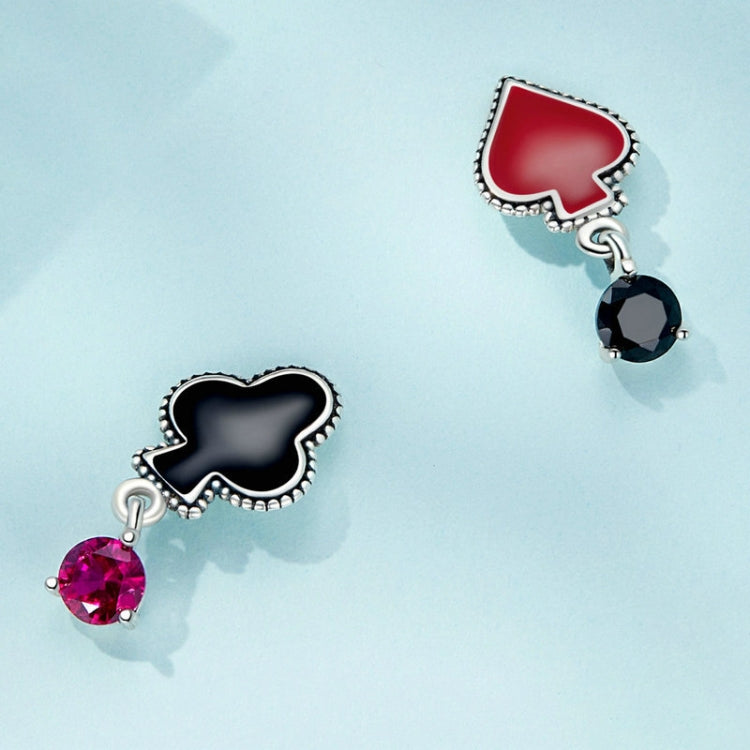 SCE1525 Sterling Silver S925 Plum Red Peach Poker Zirconia Earrings