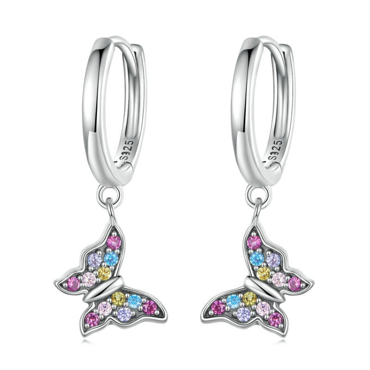 SCE1528 Sterling Silver S925 Colorful Butterfly Insect Zirconia Earrings