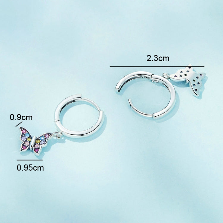 SCE1528 Sterling Silver S925 Colorful Butterfly Insect Zirconia Earrings