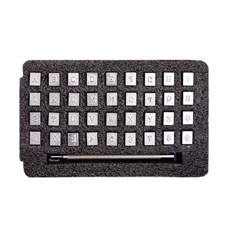 36 In 1 Leather English Print Punch Digital Seal Craft Leather Carving Tools, Size: 3.5mm