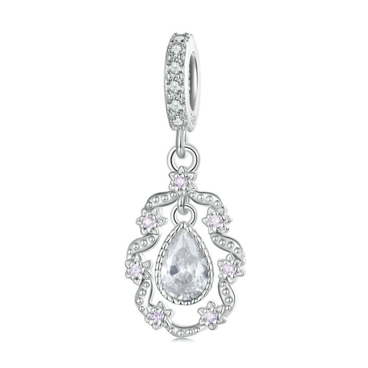 BSC740 Sterling Silver S925 White Gold Plated Purple Zirconia Lace Bracelet Charm Beads