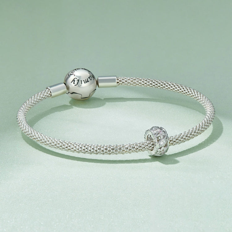 BSC741 S925 Sterling Silver Plated White Gold Zircon Flower Hollow Pattern Bracelet Beads