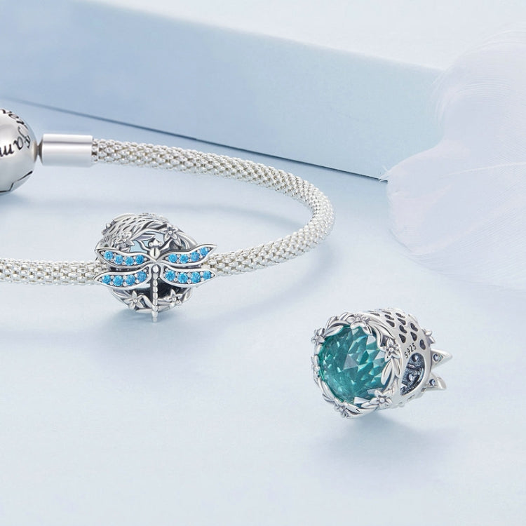 BSC742 S925 Sterling Silver Dragonfly Around Garland Zircon Bead Bracelet