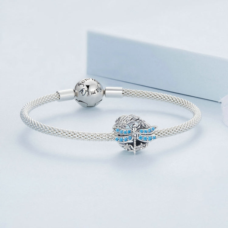 BSC742 S925 Sterling Silver Dragonfly Around Garland Zircon Bead Bracelet