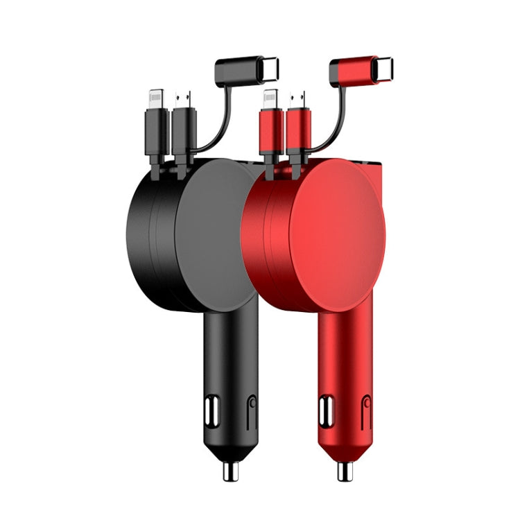 3 In 1 60W Fast Charging Dual Cable Retractable Car Charger