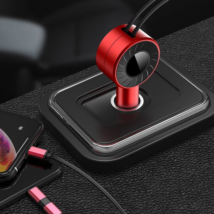 3 In 1 USB Dual Cable Single Pull Retractable Car Charger
