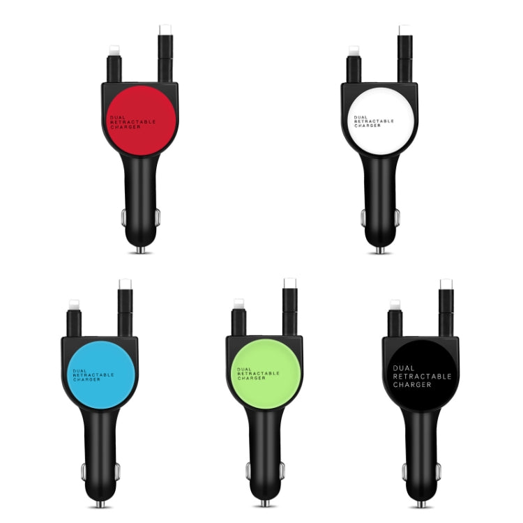 3 In 1 3.1A Dual USB Single Pull Retractable Fast QC3.0 Car Charger
