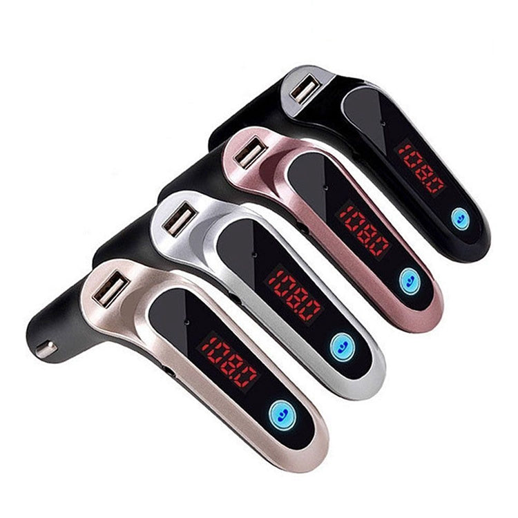 S7 Smart Digital Display Music Player Calling Car Charger, Color: Rose Gold