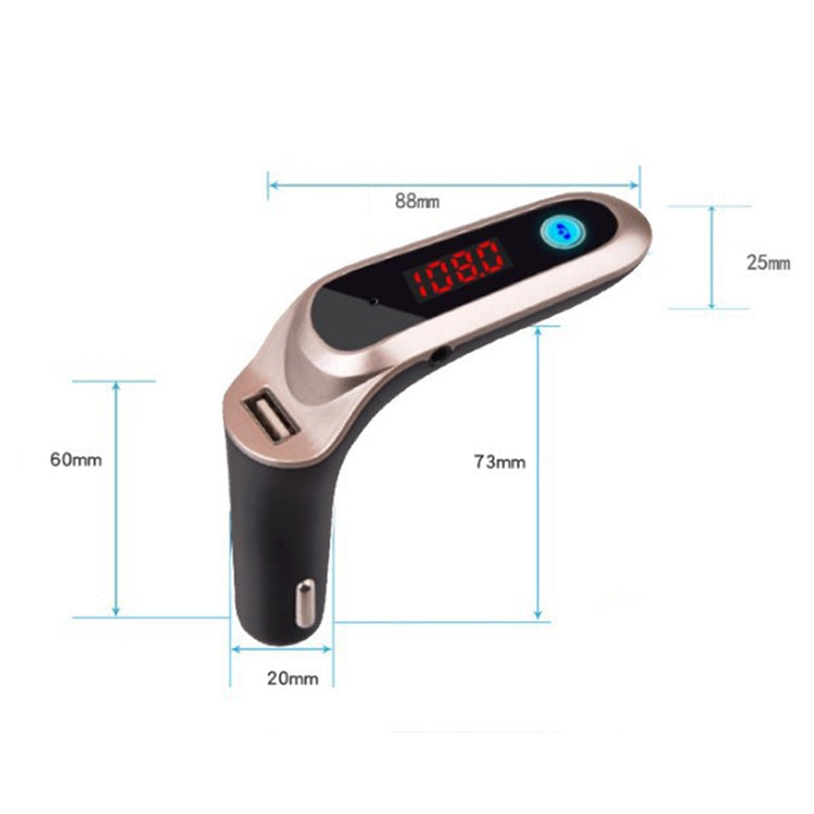 S7 Smart Digital Display Music Player Calling Car Charger, Color: Rose Gold