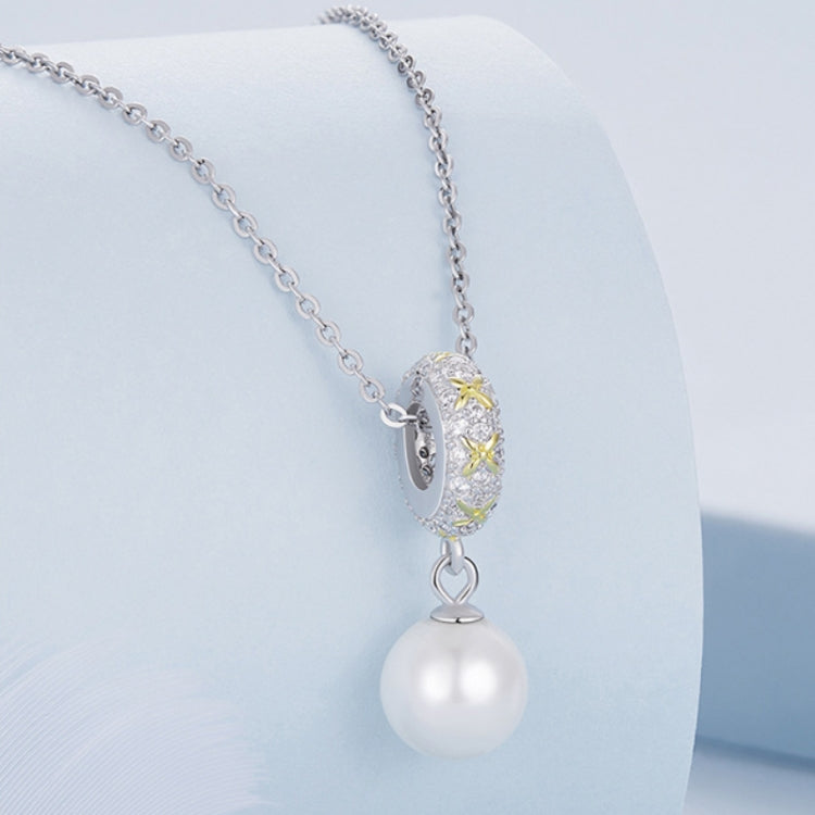 BSC744 Sterling Silver S925 Four Leaf Clover Pearl Zirconia Bracelet Pendant