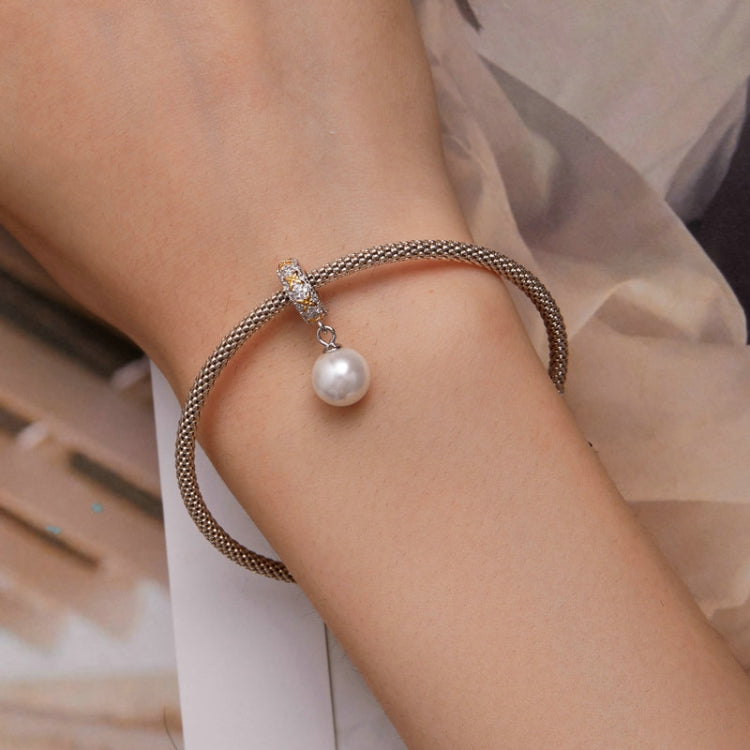 BSC744 Sterling Silver S925 Four Leaf Clover Pearl Zirconia Bracelet Pendant