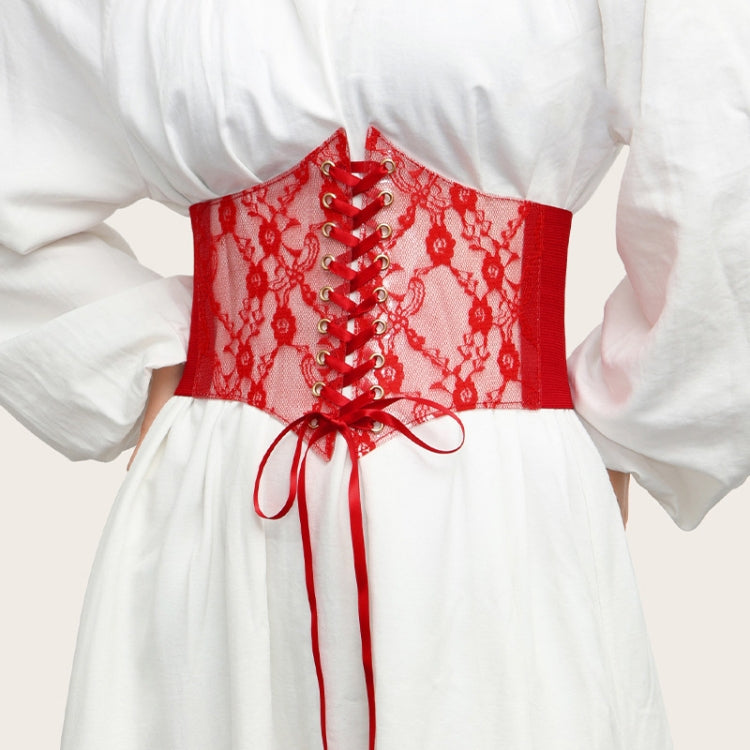 Extra-Wided Lace Decorative Dress shirt Stretch Elastic Tied Belt