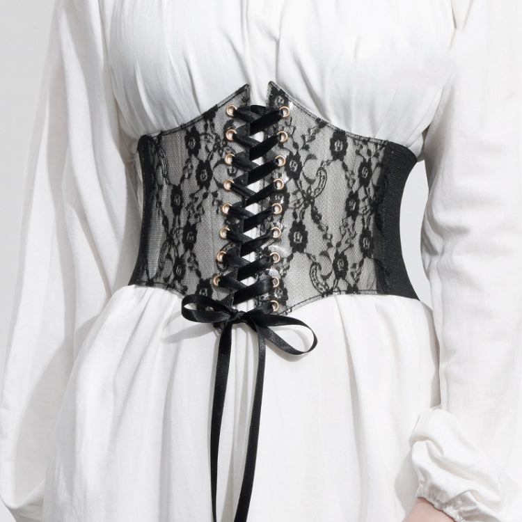 Extra-Wided Lace Decorative Dress shirt Stretch Elastic Tied Belt