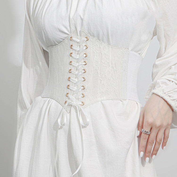Extra-Wided Lace Decorative Dress shirt Stretch Elastic Tied Belt