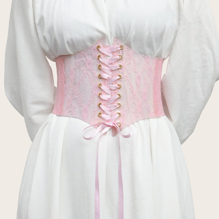 Extra-Wided Lace Decorative Dress shirt Stretch Elastic Tied Belt