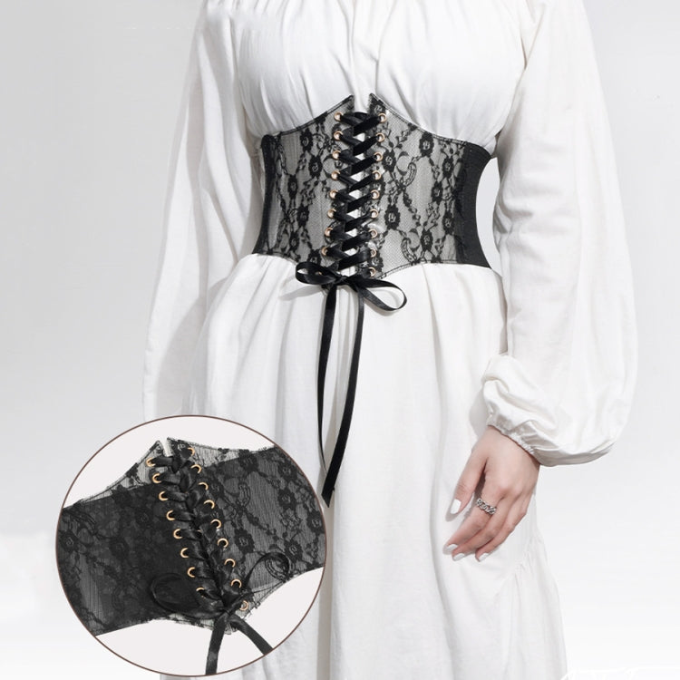 Extra-Wided Lace Decorative Dress shirt Stretch Elastic Tied Belt