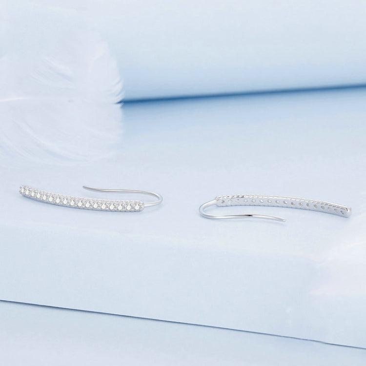 BSE748 Sterling Silver S925 Simple White Gold Plated Zirconia Ear Hooks