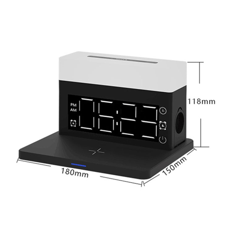 N65 15W 6 In 1 Multifunctional RGB Light Wireless Charger with Alarm Clock, Color: Black
