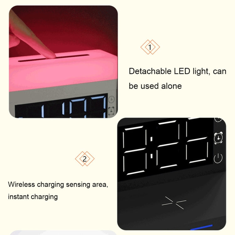 N65 15W 6 In 1 Multifunctional RGB Light Wireless Charger with Alarm Clock, Color: Black