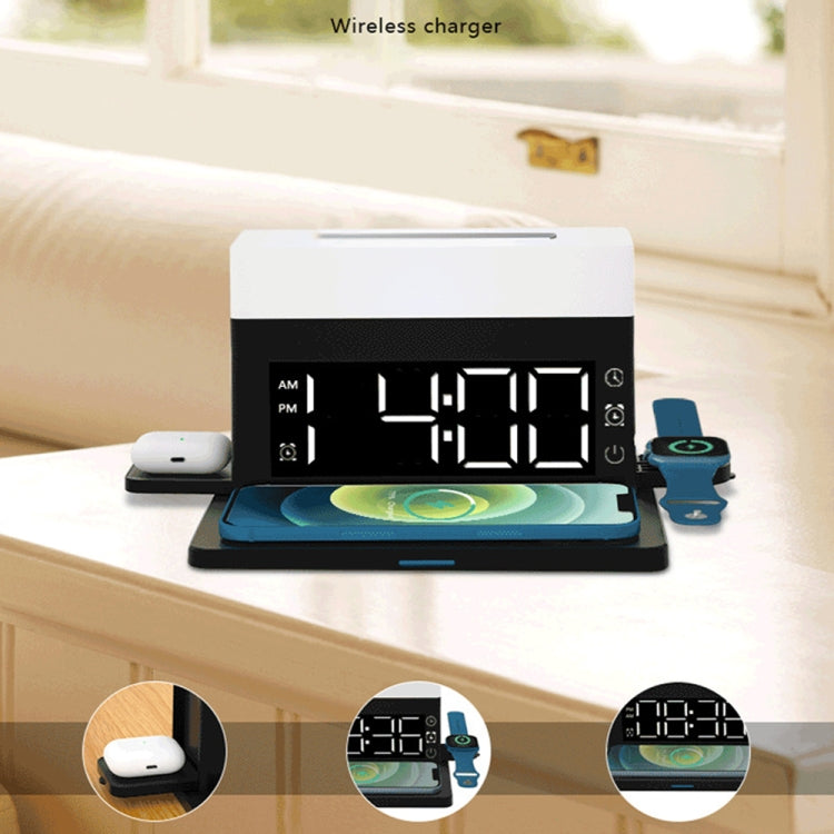 N65 15W 6 In 1 Multifunctional RGB Light Wireless Charger with Alarm Clock, Color: White