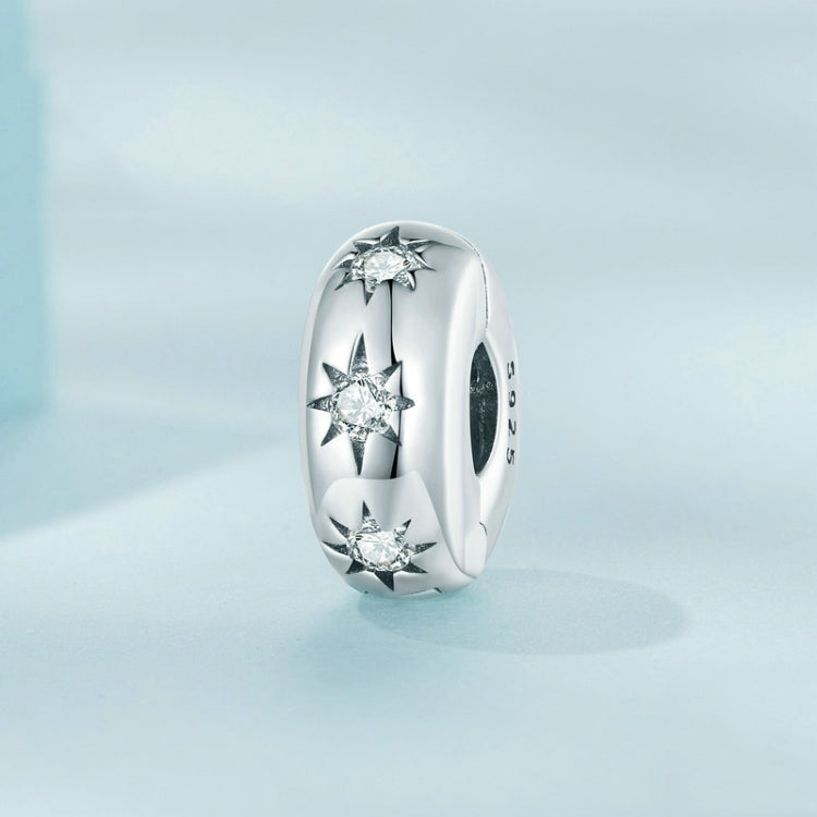 SCC2420 Sterling Silver S925 Pointed Star Round Positioning Clip Zircon Star Bracelet Beads