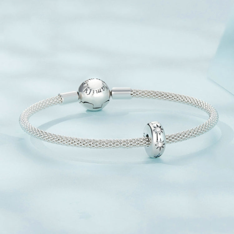 SCC2420 Sterling Silver S925 Pointed Star Round Positioning Clip Zircon Star Bracelet Beads
