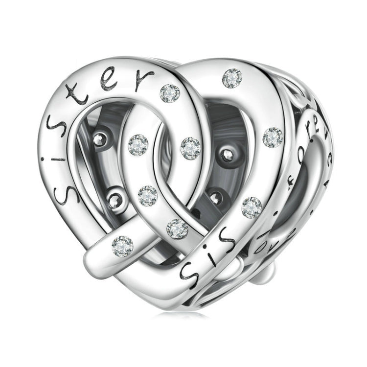 SCC2421 Sterling Silver S925 Hollow Heart Lettering Sister Bracelet Beaded
