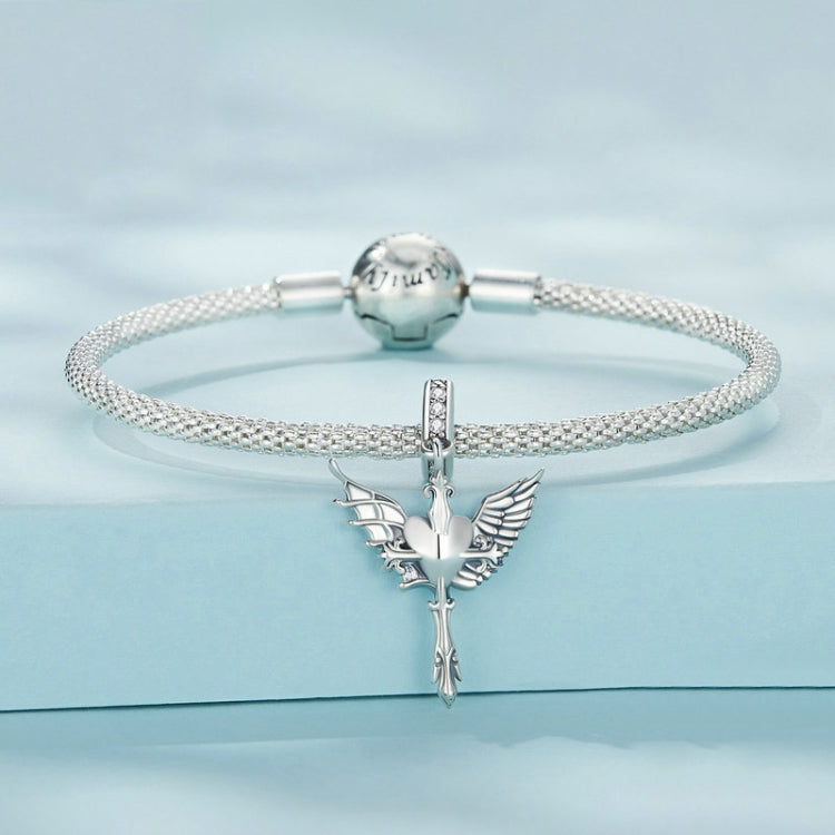 SCC2423 S925 Sterling Silver Angel and Demon Zircon Bracelet Beads