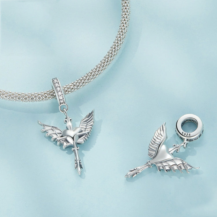 SCC2423 S925 Sterling Silver Angel and Demon Zircon Bracelet Beads