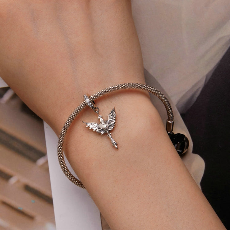 SCC2423 S925 Sterling Silver Angel and Demon Zircon Bracelet Beads