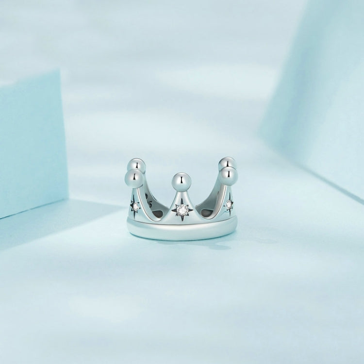 SCE1530 Sterling Silver S925 Crown Star Zircon Single Ear Cuff